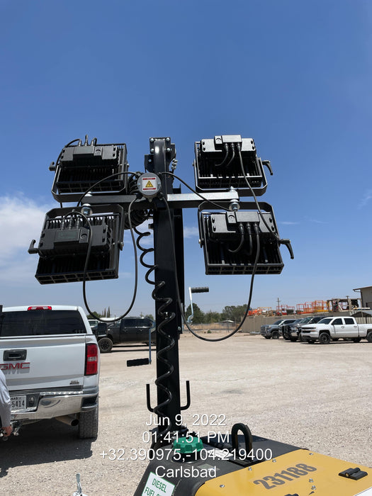 2022 Allmand NLV3GR (4) LED Light Fixture 350W, 23' Vertical Mast, 3kW Prime, Towable, Deep Sea L401, Leveling Jacks, Yanmar T4F 5.8hp
