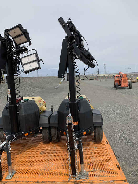 2021 Allmand NLV3GR (4) LED Light Fixture 350W, 23' Vertical Mast, 3kW Prime, Towable, Deep Sea L401, Leveling Jacks, Yanmar T4F 5.8hp