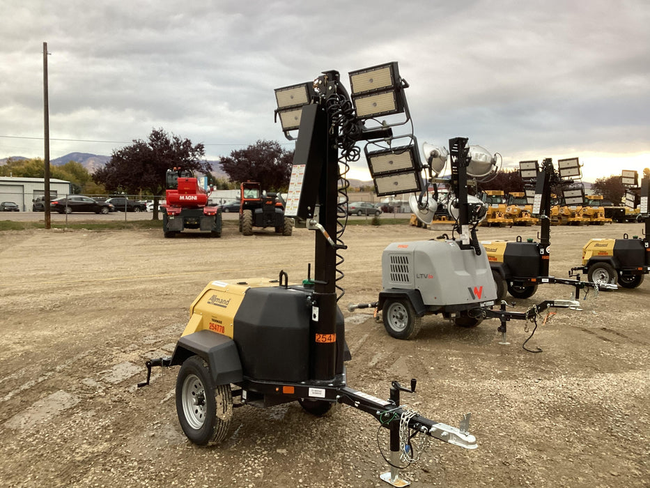 2022 Allmand NLV3GR (4) LED Light Fixture 350W, 23' Vertical Mast, 3kW Prime, Towable, ES Decals, T3