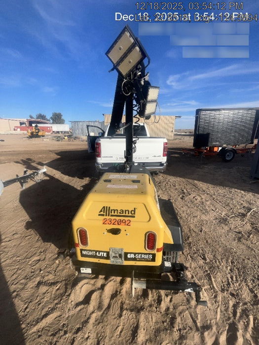 2022 Allmand NLV3GR (4) LED Light Fixture 350W, 23' Vertical Mast, 3kW Prime, Towable, Deep Sea L401, Leveling Jacks, Yanmar T4F 5.8hp