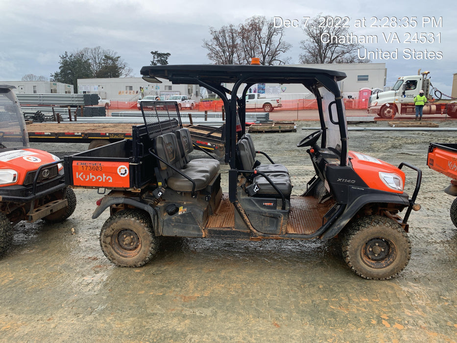 2021 Kubota RTV-X1140W-H Plastic Canopy, Windshield Acrylic Clear, LED Strobe Light, Wire Harness Kit, Back up Alarm