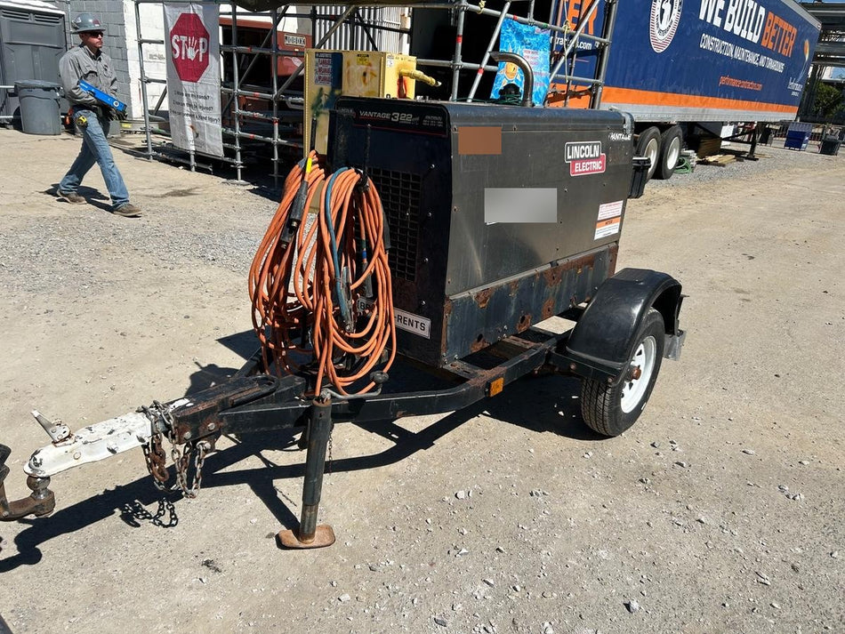 2019 Lincoln Electric Vantage 322 Welder Ready-Pak 3, Two wheel trailer, Fender and Light kit, Cable Rack