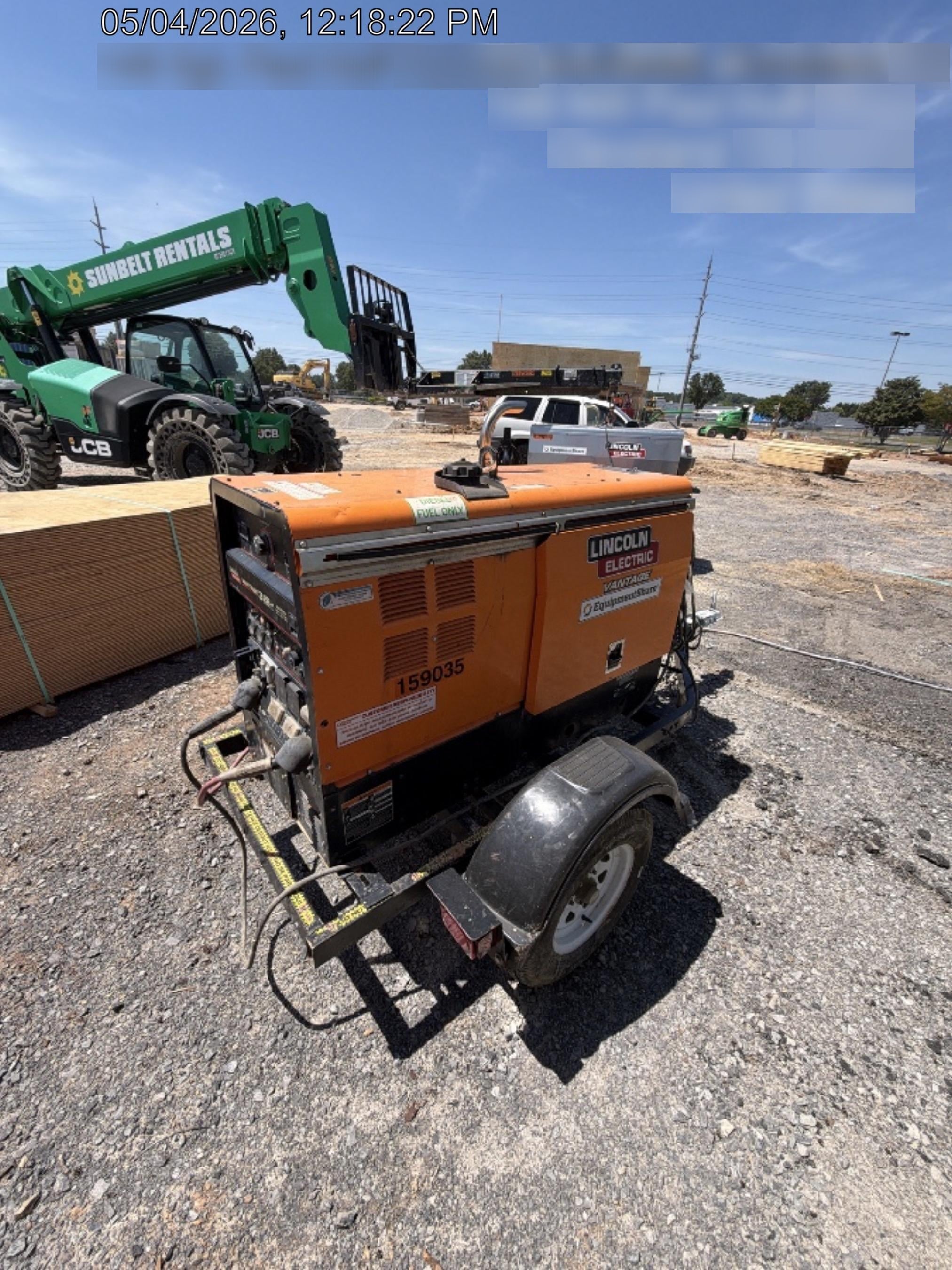 2021 Lincoln Electric Vantage 322 Vantage 322 Ready Pak 3 w/ Decals, ORANGE (includes trailer, cable rack, fender light kit) NO Telematics