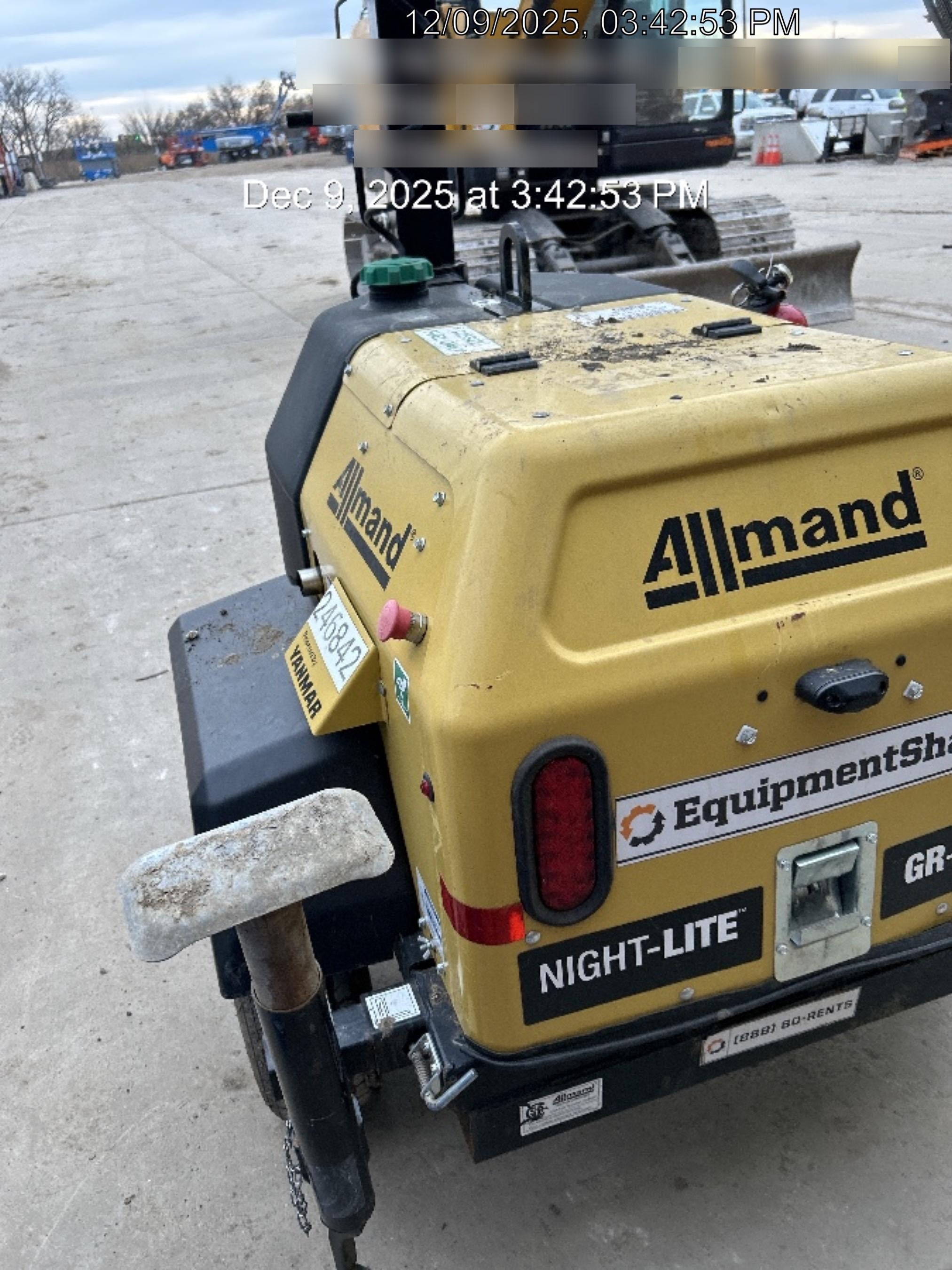 2022 Allmand NLV3GR (4) LED Light Fixture 350W, 23' Vertical Mast, 3kW Prime, Towable, ES Decals, T3