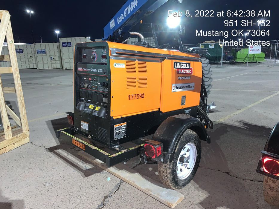 2021 Lincoln Electric Vantage 322 Vantage 322 Ready Pak 3 w/ Decals, ORANGE (includes trailer, cable rack, fender light kit) NO Telematics