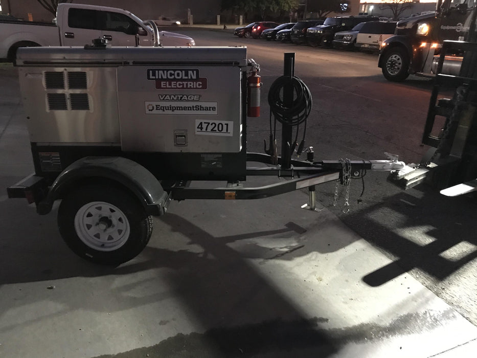 2019 Lincoln Electric Vantage 322 Ready-Pak 3, Two Wheel Trailer, Fender and Light Kit, Cable Rack