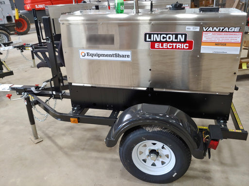 2019 Lincoln Electric Vantage 322 Ready-Pak 3, Two Wheel Trailer, Fender and Light Kit, Cable Rack