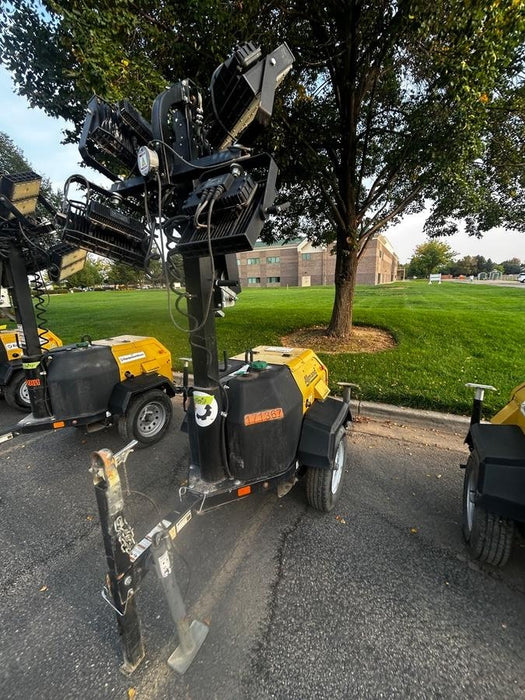 2021 Allmand NLV3GR (4) LED Light Fixture 350W, 23' Vertical Mast, 3kW Prime, Towable, Deep Sea L401, Leveling Jacks, Yanmar T4F 5.8hp