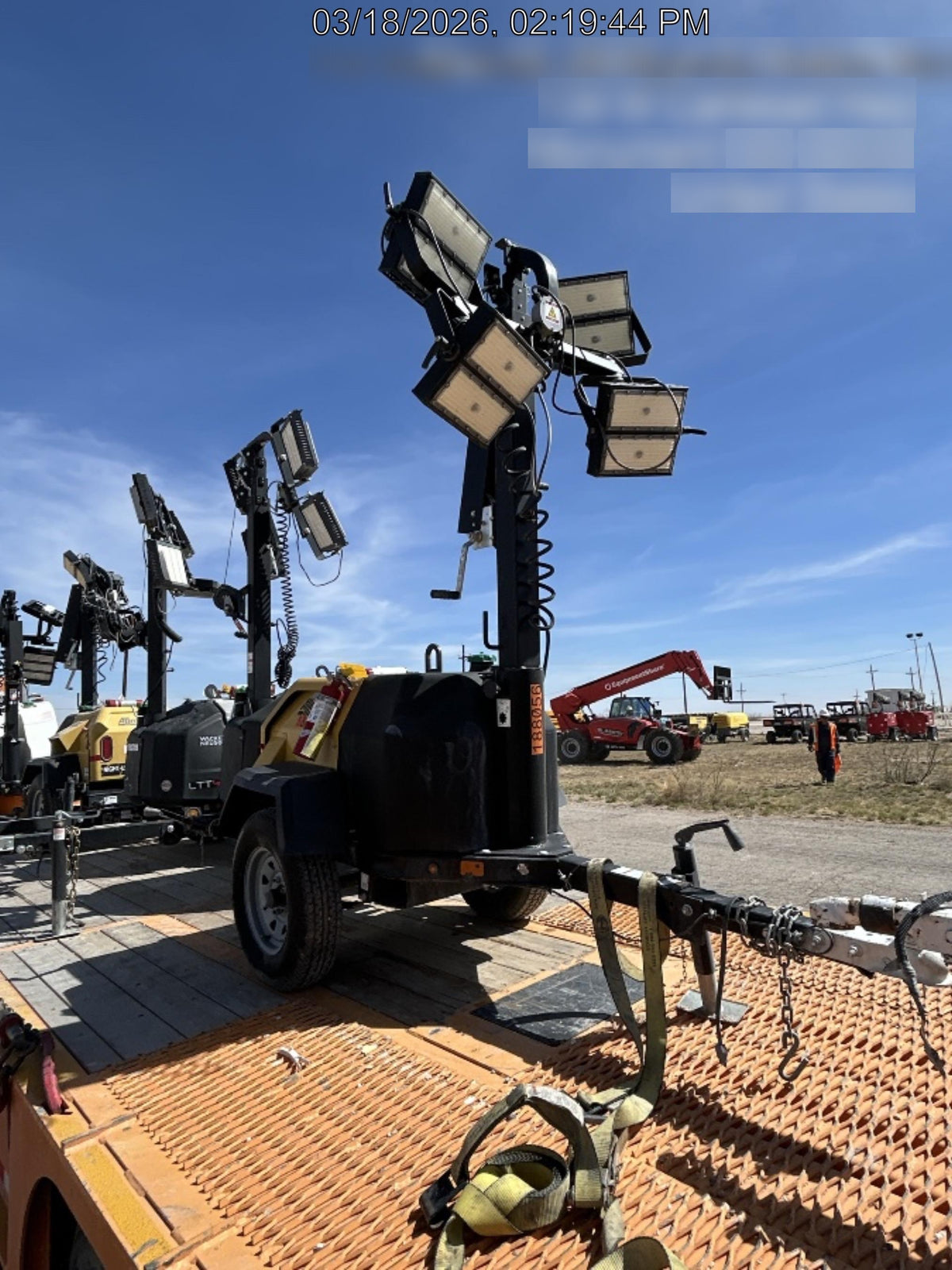 Allmand NLV3GR (4) LED Light Fixture 350W, 23' Vertical Mast, 3kW Prime, Towable, Deep Sea L401, Leveling Jacks, Yanmar T4F 5.8hp