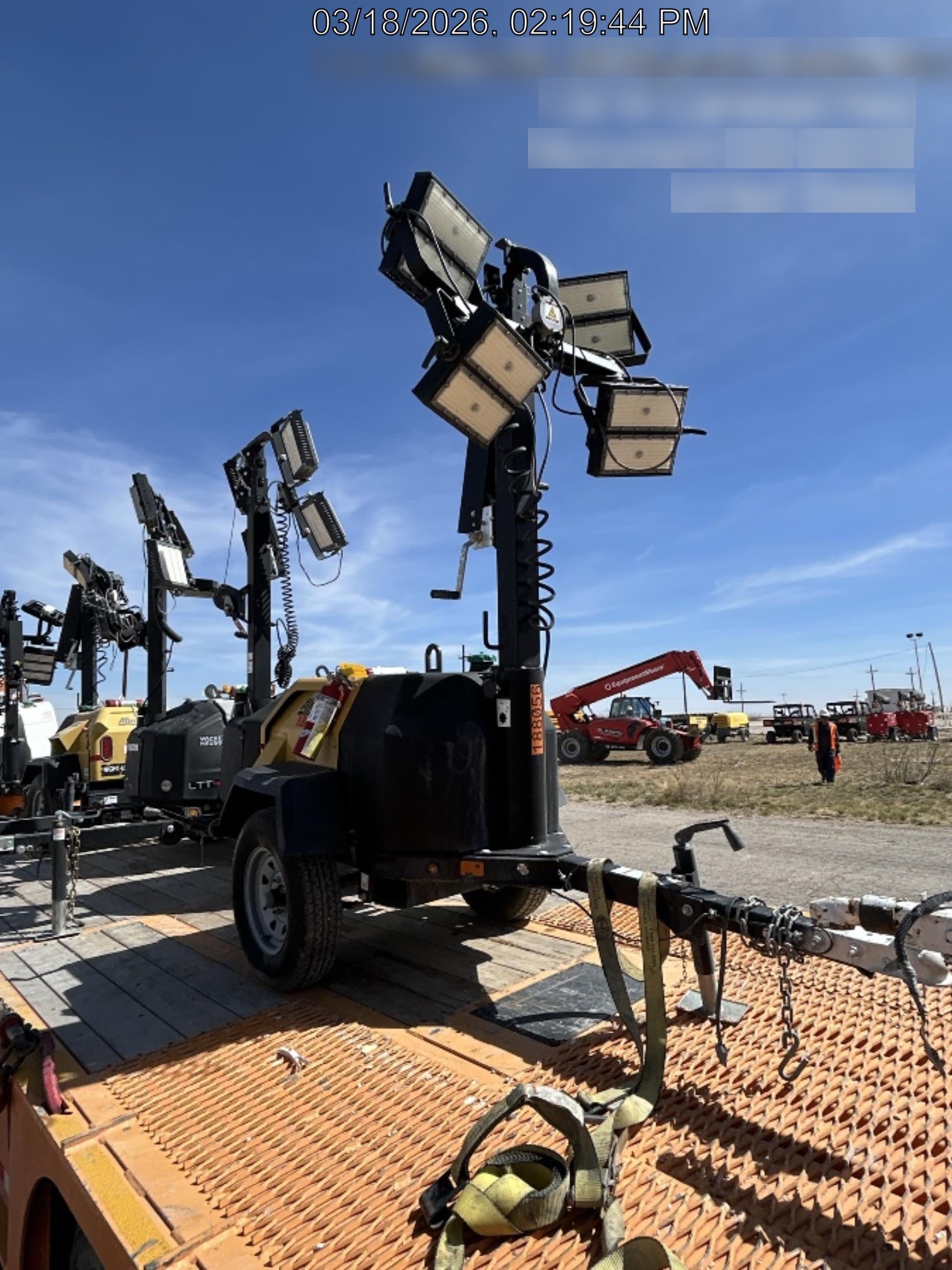 Allmand NLV3GR (4) LED Light Fixture 350W, 23' Vertical Mast, 3kW Prime, Towable, Deep Sea L401, Leveling Jacks, Yanmar T4F 5.8hp
