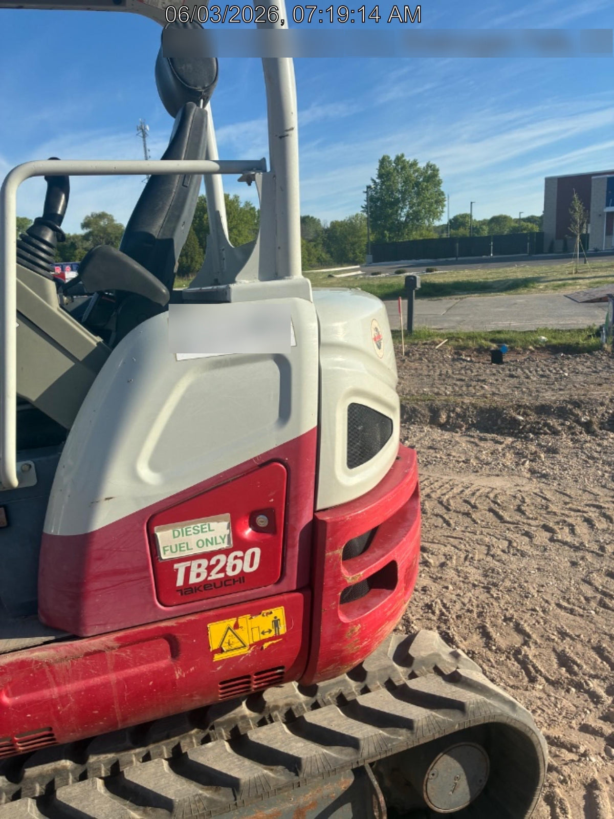 2019 Takeuchi TB260 Takeuchi TB260 Canopy w/Rubber Tracks, Auxiliary Hydraulics, Standard Blade, Manual QC, 12 / 18 / 24" Buckets, Hydraulic Thumb Installed