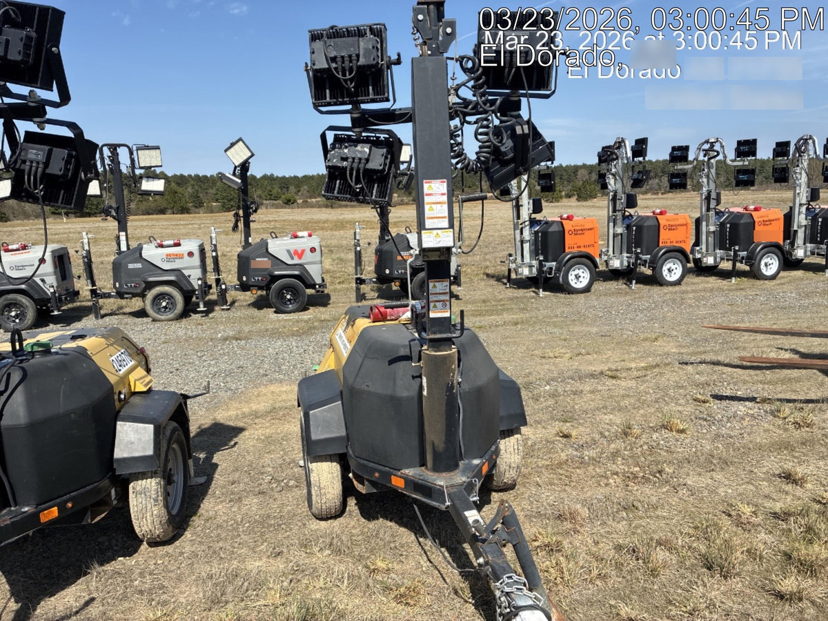 2022 Allmand NLV3GR (4) LED Light Fixture 350W, 23' Vertical Mast, 3kW Prime, Towable, Deep Sea L401, Leveling Jacks, Yanmar T4F 5.8hp