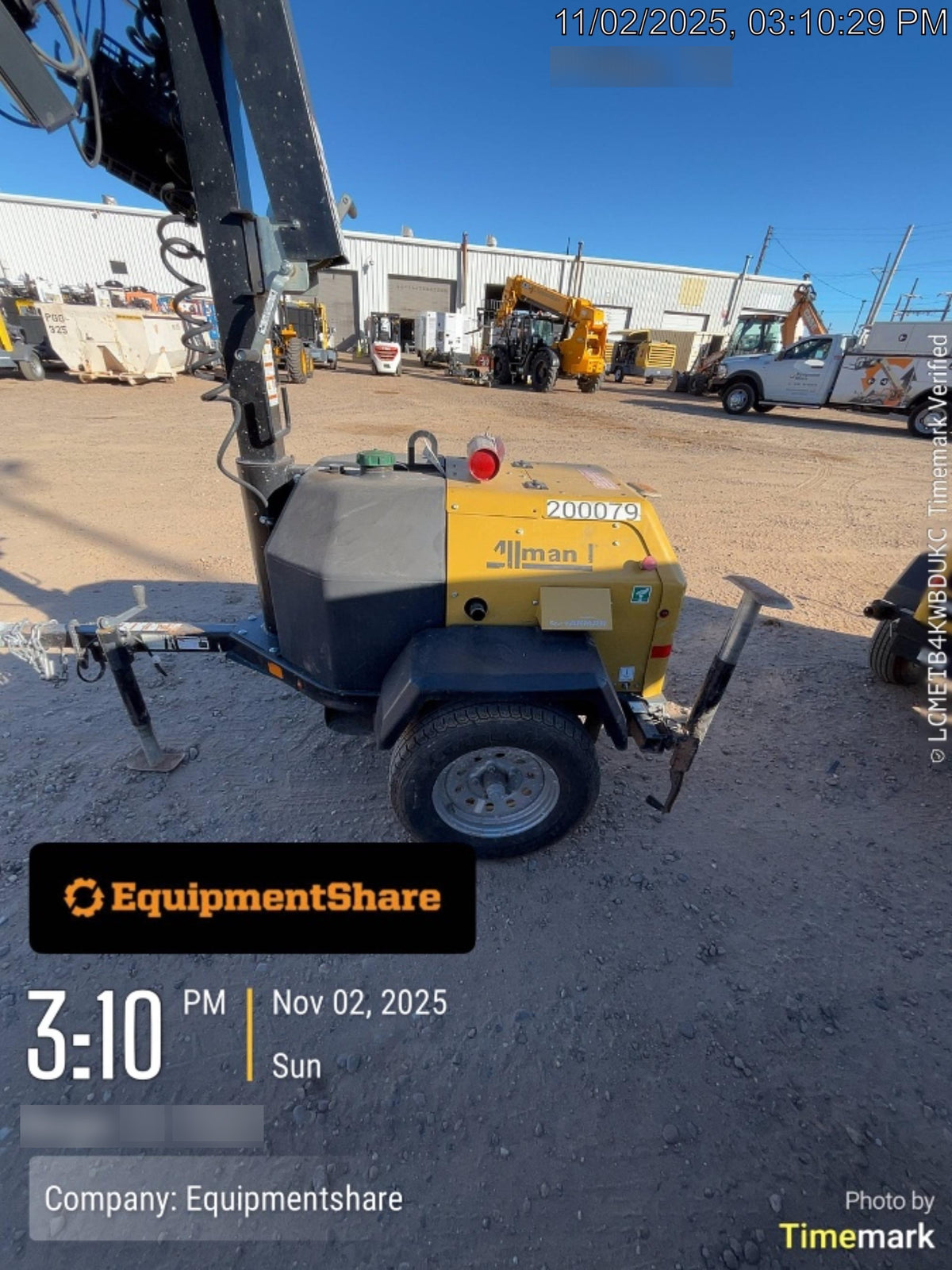 2022 Allmand NLV3GR (4) LED Light Fixture 350W, 23' Vertical Mast, 3kW Prime, Towable, Deep Sea L401, Leveling Jacks, Yanmar T4F 5.8hp
