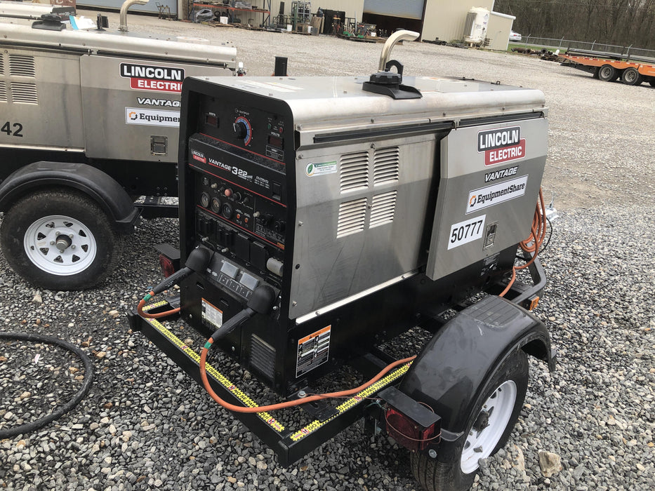 2019 Lincoln Electric Vantage 322 Welder Ready-Pak 3, Two wheel trailer, Fender and Light kit, Cable Rack