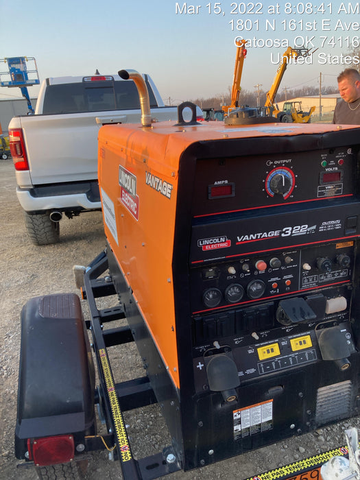 2021 Lincoln Electric Vantage 322 Vantage 322 Ready Pak 3 w/ Decals, ORANGE (includes trailer, cable rack, fender light kit) NO Telematics