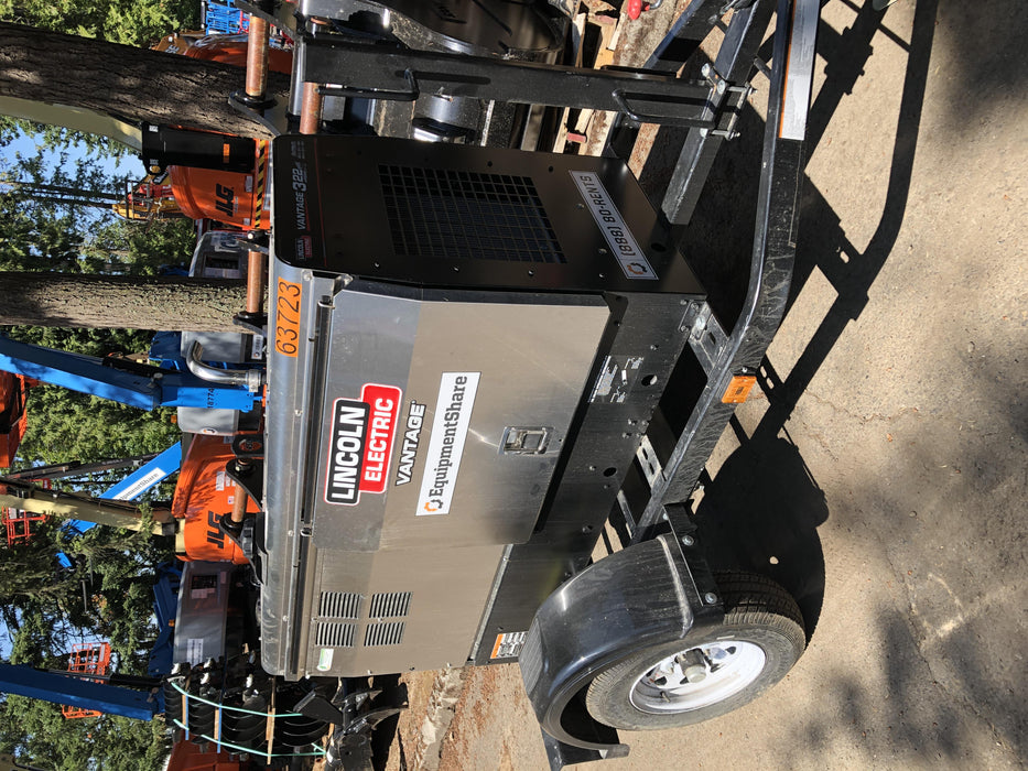 2019 Lincoln Electric Vantage 322 Welder Ready-Pak 3, Two wheel trailer, Fender and Light kit, Cable Rack