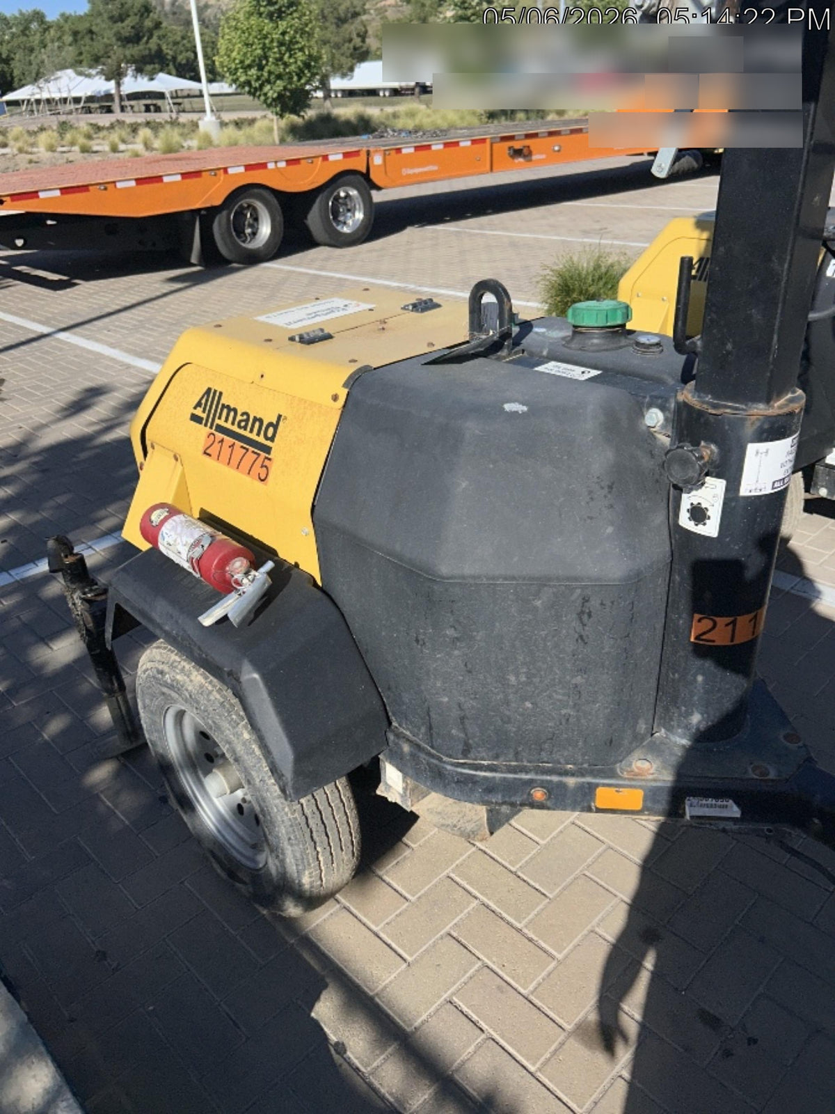 2022 Allmand NLV3GR (4) LED Light Fixture 350W, 23' Vertical Mast, 3kW Prime, Towable, Deep Sea L401, Leveling Jacks, Yanmar T4F 5.8hp