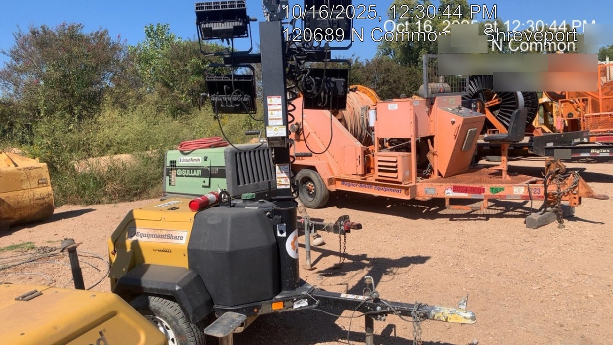 Allmand NLV3GR (4) LED Light Fixture 350W, 23' Vertical Mast, 3kW Prime, Towable, Deep Sea L401, Leveling Jacks, Yanmar T4F 5.8hp