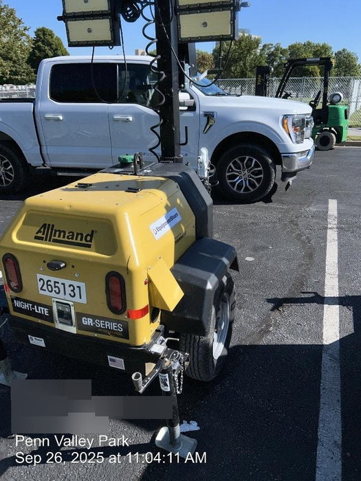 2022 Allmand NLV3GR (4) LED Light Fixture 350W, 23' Vertical Mast, 3kW Prime, Towable, ES Decals, T3