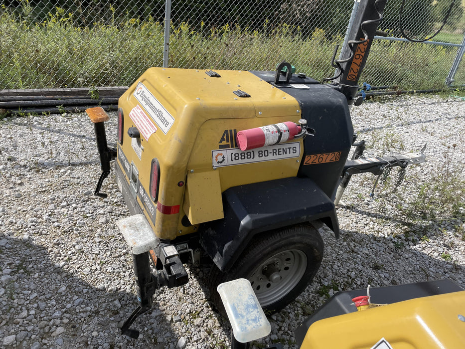 2022 Allmand NLV3GR (4) LED Light Fixture 350W, 23' Vertical Mast, 3kW Prime, Towable, Deep Sea L401, Leveling Jacks, Yanmar T4F 5.8hp