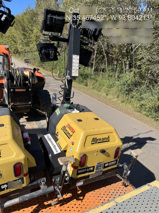 2022 Allmand NLV3GR (4) LED Light Fixture 350W, 23' Vertical Mast, 3kW Prime, Towable, ES Decals, T3