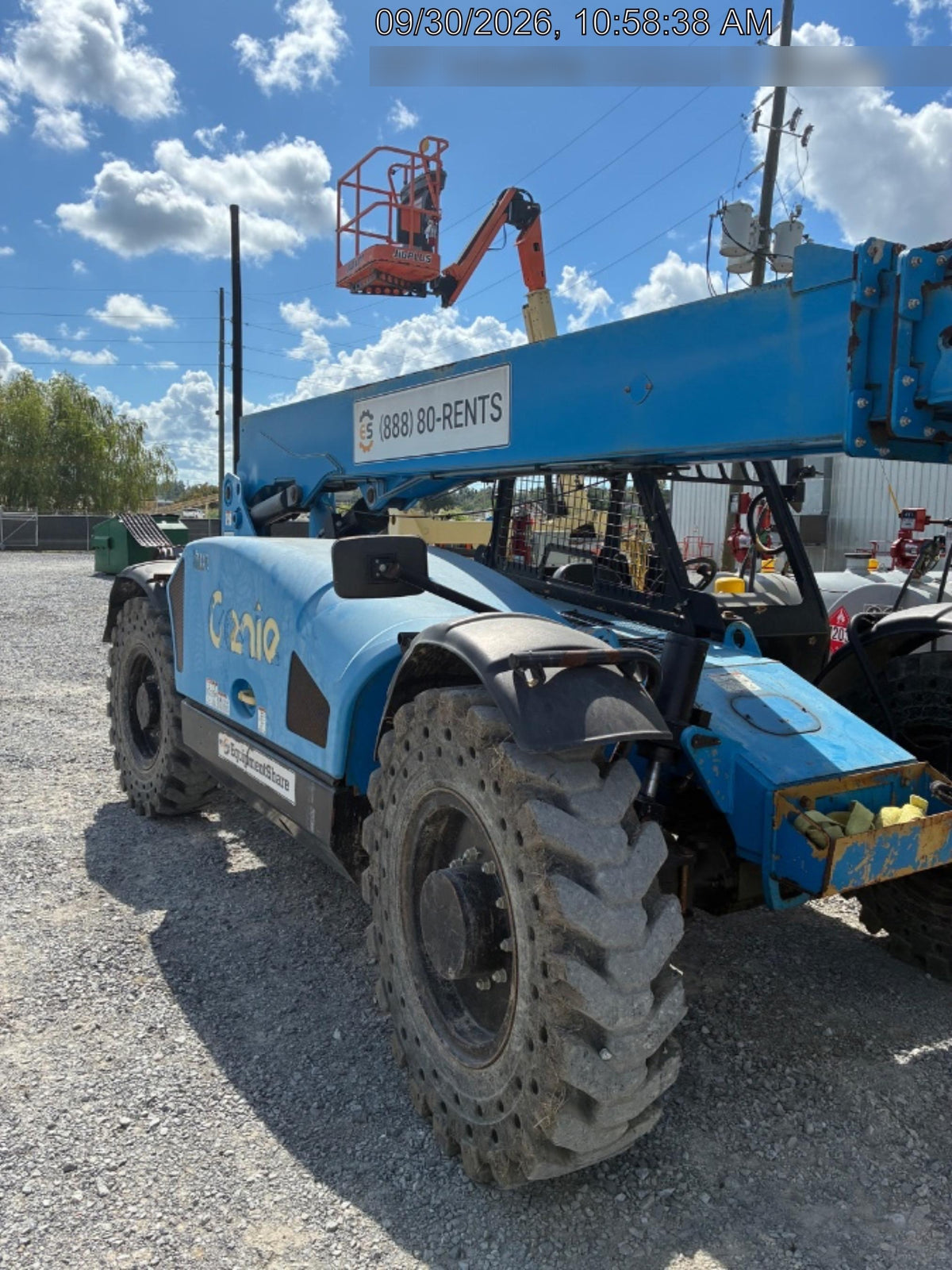 2019 Genie GTH-844 Canopy, Solid RT Tires, LED Work Lights, Beacon 60" QA Carriage, 48" Forks