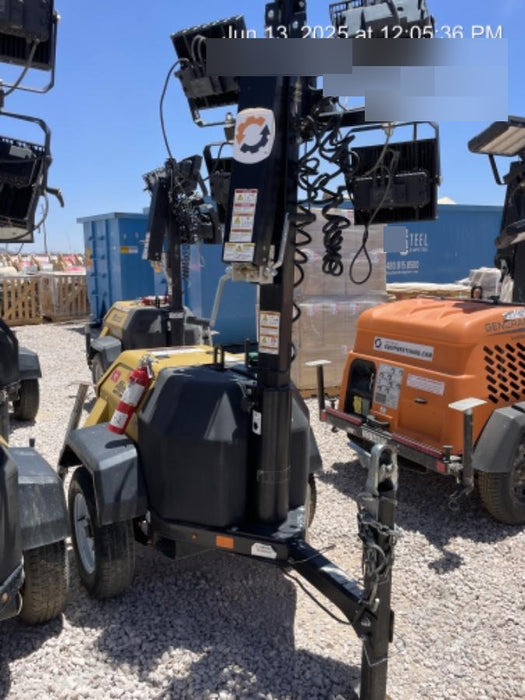 2021 Allmand NLV3GR (4) LED Light Fixture 350W, 23' Vertical Mast, 3kW Prime, Towable, Deep Sea L401, Leveling Jacks, Yanmar T4F 5.8hp