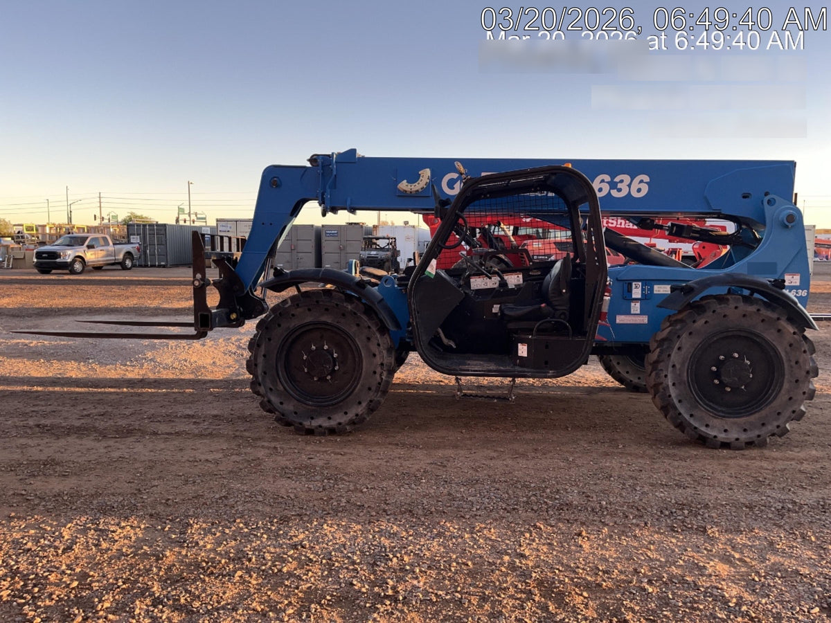 2018 Genie GTH-636 Genie GTH-636 w/Open ROPS, Work Lights, Solid Tires, RH Cab Mesh, Beacon, 48" Carriage and Forks