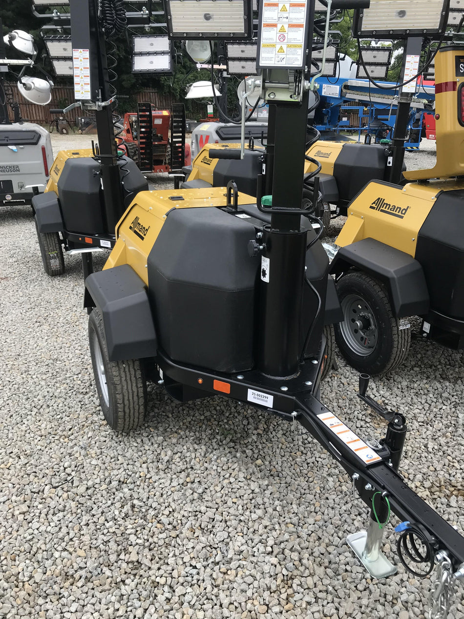 2022 Allmand NLV3GR (4) LED Light Fixture 350W, 23' Vertical Mast, 3kW Prime, Towable, Deep Sea L401, Leveling Jacks, Yanmar T4F 5.8hp