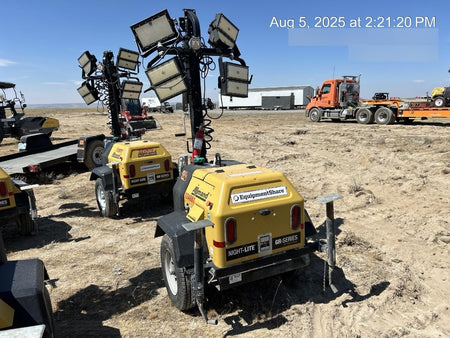 Allmand NLV3GR (4) LED Light Fixture 350W, 23' Vertical Mast, 3kW Prime, Towable, Deep Sea L401, Leveling Jacks, Yanmar T4F 5.8hp