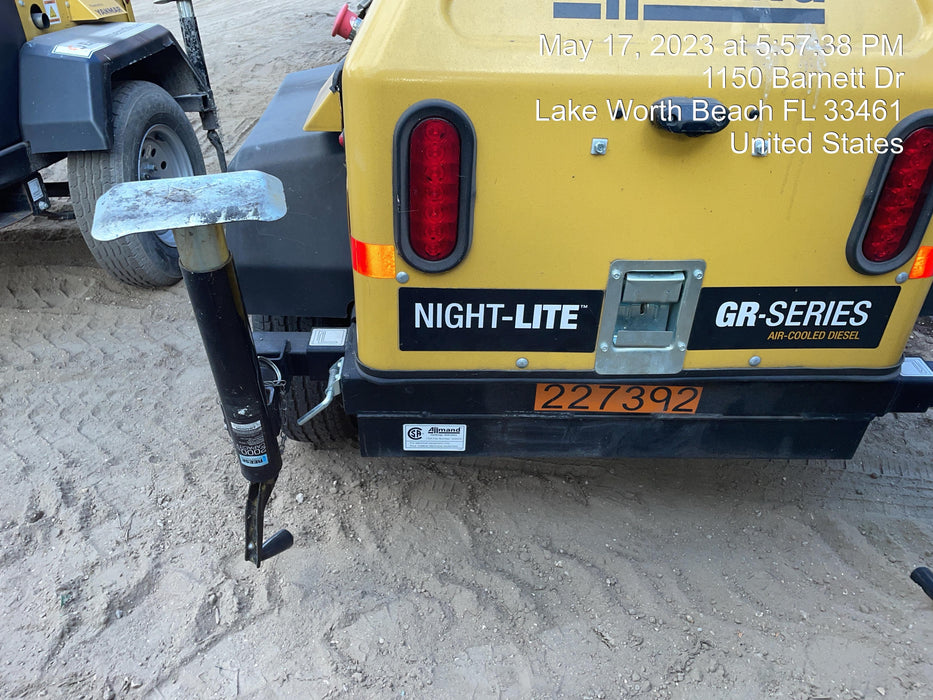 2022 Allmand NLV3GR (4) LED Light Fixture 350W, 23' Vertical Mast, 3kW Prime, Towable, Deep Sea L401, Leveling Jacks, Yanmar T4F 5.8hp