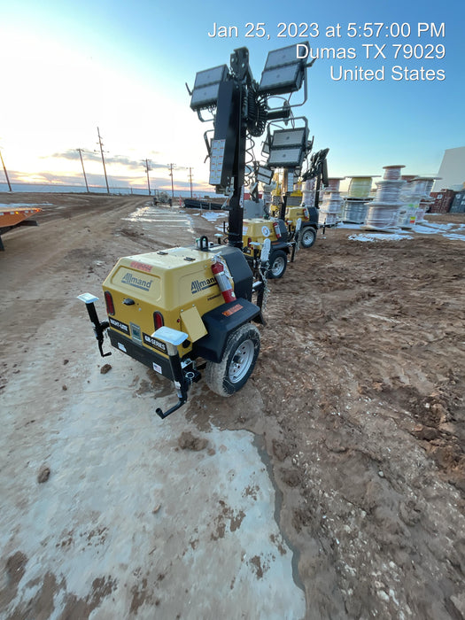 2022 Allmand NLV3GR (4) LED Light Fixture 350W, 23' Vertical Mast, 3kW Prime, Towable, ES Decals, T3