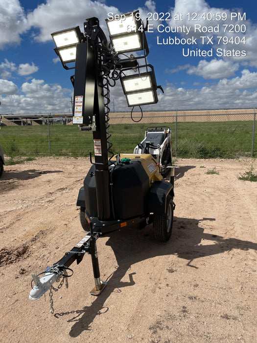 2022 Allmand NLV3GR (4) LED Light Fixture 350W, 23' Vertical Mast, 3kW Prime, Towable, Deep Sea L401, Leveling Jacks, Yanmar T4F 5.8hp