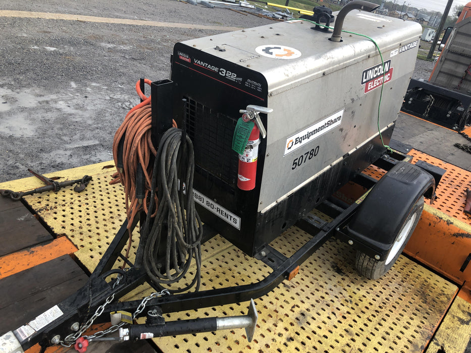 2019 Lincoln Electric Vantage 322 Welder Ready-Pak 3, Two wheel trailer, Fender and Light kit, Cable Rack