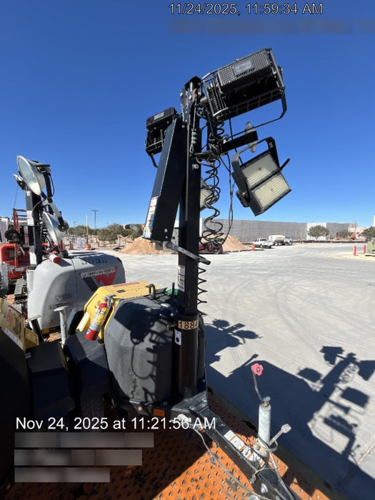 Allmand NLV3GR (4) LED Light Fixture 350W, 23' Vertical Mast, 3kW Prime, Towable, Deep Sea L401, Leveling Jacks, Yanmar T4F 5.8hp