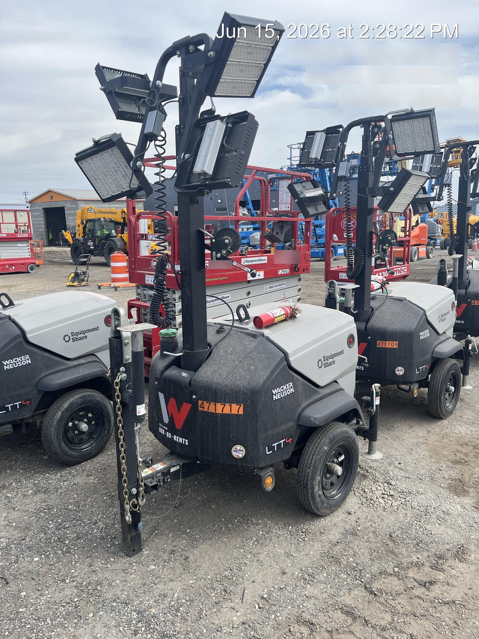 2024 Wacker Neuson LTT4 Diesel, Kohler KDW702, Deep Sea Controller, Auto Start, LED 320W, Bypass Outlet, T3