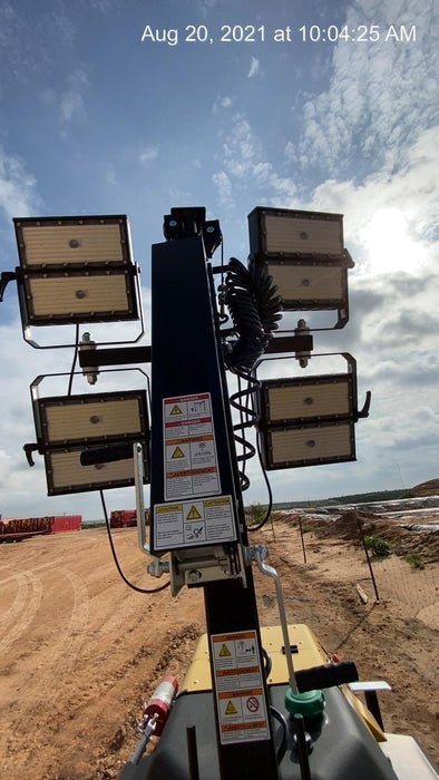 2021 Allmand NLV3GR (4) LED Light Fixture 350W, 23' Vertical Mast, 3kW Prime, Towable, Deep Sea L401, Leveling Jacks, Yanmar T4F 5.8hp