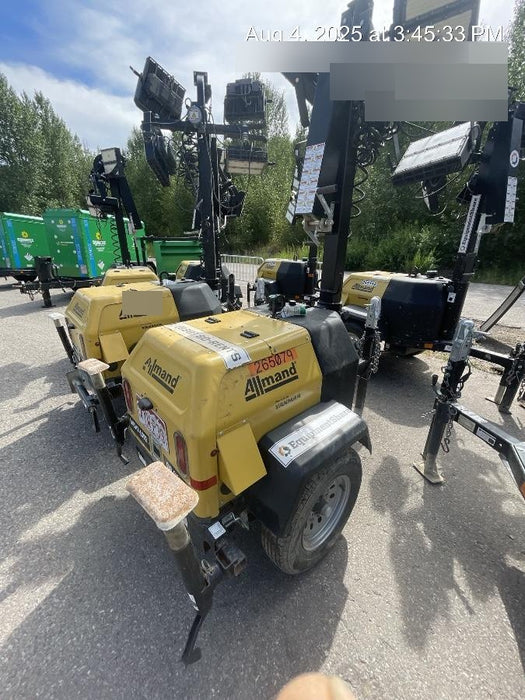 2022 Allmand NLV3GR (4) LED Light Fixture 350W, 23' Vertical Mast, 3kW Prime, Towable, ES Decals, T3