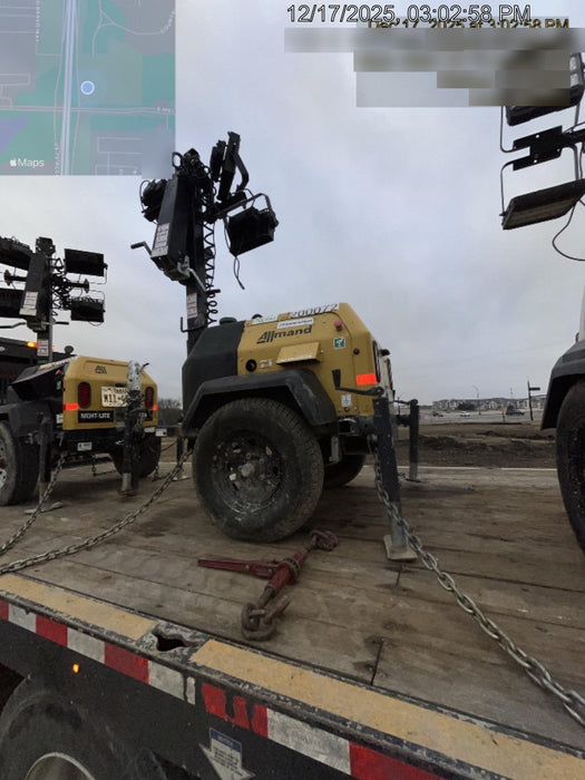 2022 Allmand NLV3GR (4) LED Light Fixture 350W, 23' Vertical Mast, 3kW Prime, Towable, Deep Sea L401, Leveling Jacks, Yanmar T4F 5.8hp