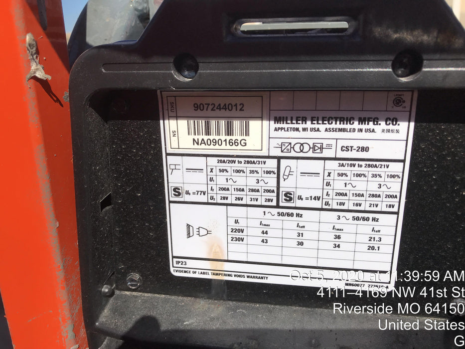 2020 MILLER ELECTRIC CST-280