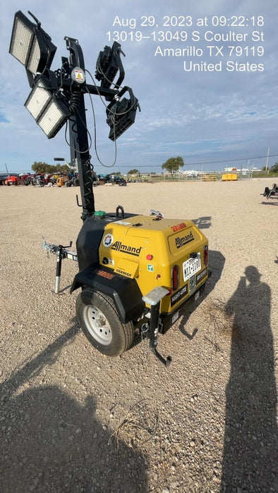 2022 Allmand NLV3GR (4) LED Light Fixture 350W, 23' Vertical Mast, 3kW Prime, Towable, ES Decals, T3