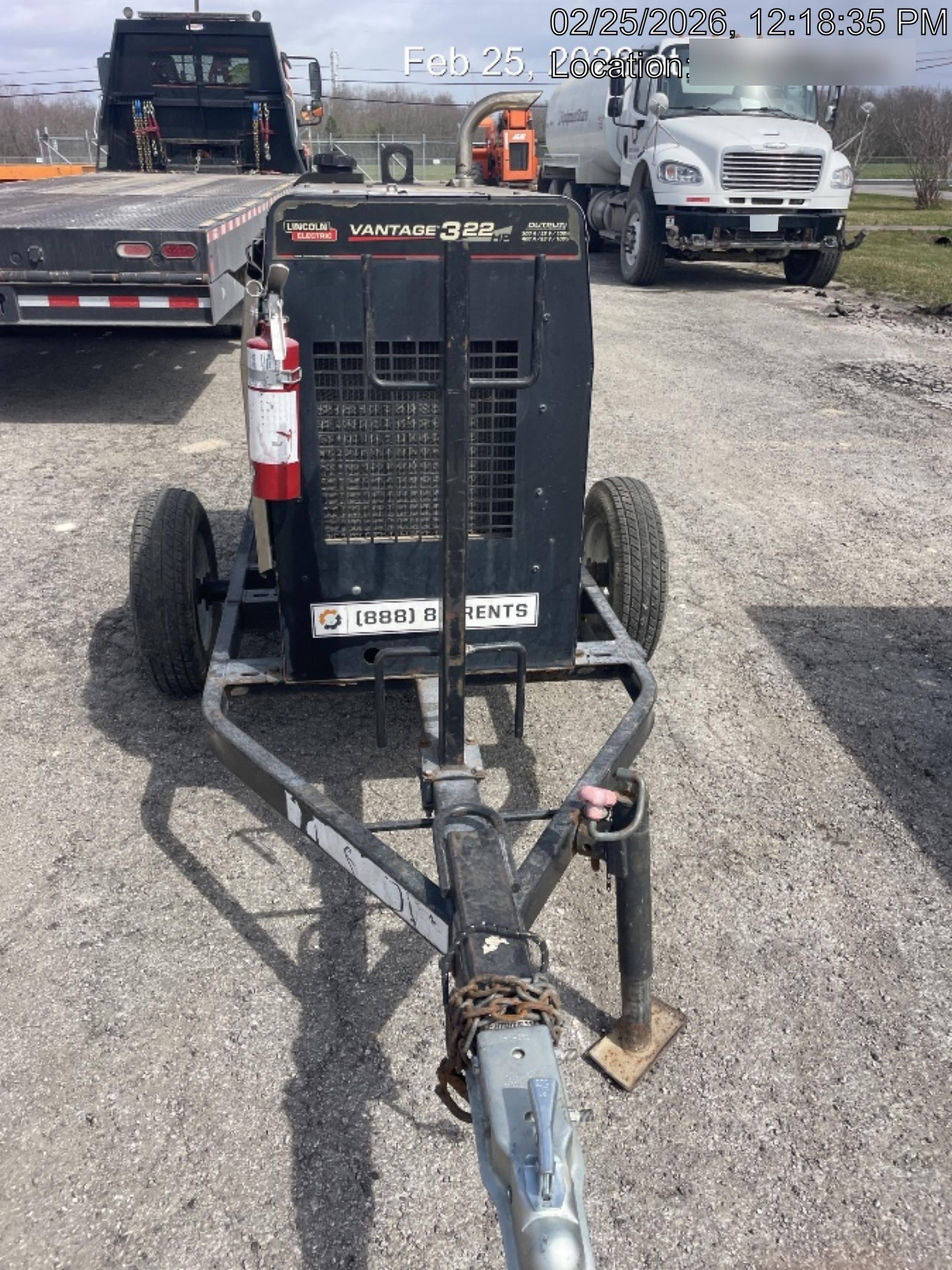 2019 Lincoln Electric Vantage 322 Welder Ready-Pak 3, Two wheel trailer, Fender and Light kit, Cable Rack