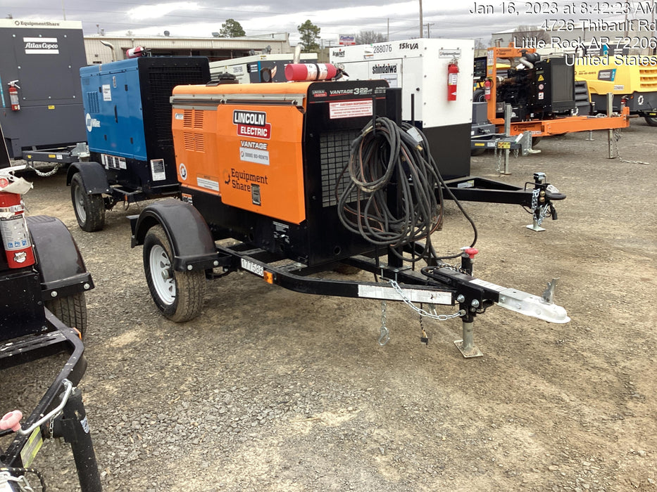 2021 Lincoln Electric Vantage 322 Vantage 322 Ready Pak 3 w/ Decals, ORANGE (includes trailer, cable rack, fender light kit) NO Telematics