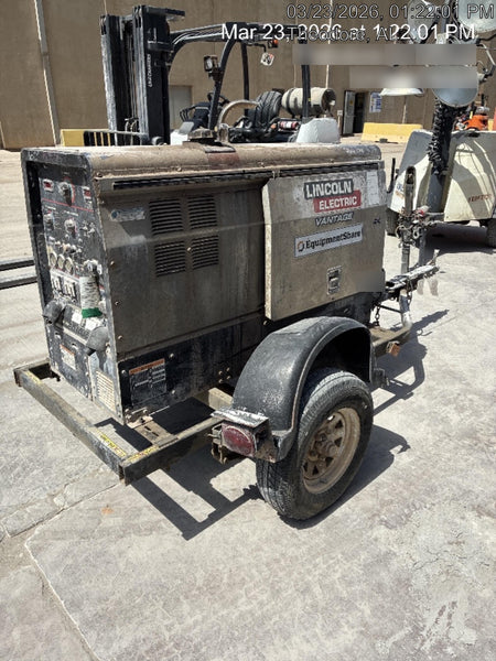 2019 Lincoln Electric Vantage 322 Welder Ready-Pak 3, Two wheel trailer, Fender and Light kit, Cable Rack
