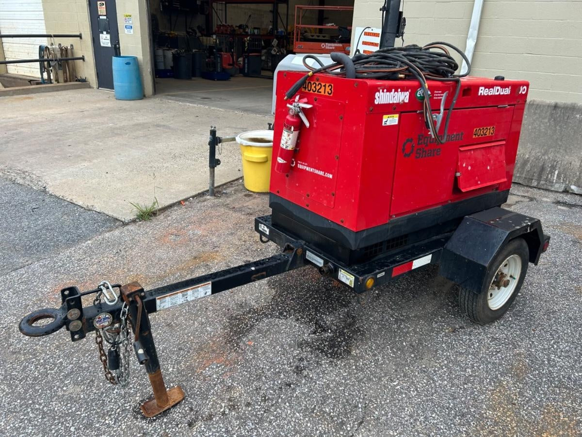 2024 Shindaiwa DGW400MDL Kubota D902 Engine, 23 HP, Dual Op Welder, Wire, Arc, Droop Stick, Tig, and CC Stick Functionality, Simulphase, 3 Phase and 1 Phase Gen Output, Single Axle NB Trlr, Slr Trckl Chrg 12V 12W, Fire Ext