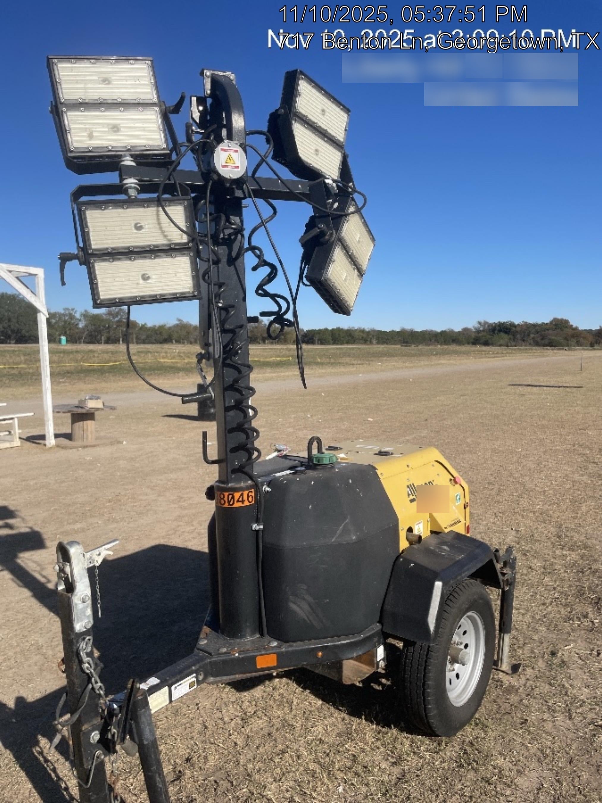 2021 Allmand NLV3GR (4) LED Light Fixture 350W, 23' Vertical Mast, 3kW Prime, Towable, Deep Sea L401, Leveling Jacks, Yanmar T4F 5.8hp