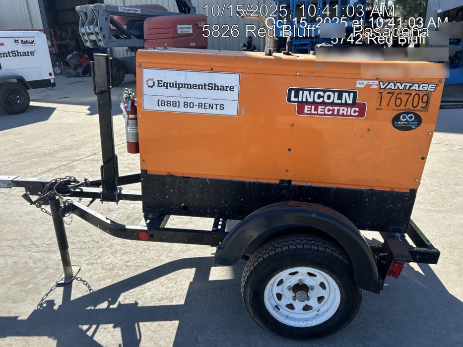 2021 Lincoln Electric Vantage 322 Vantage 322 Ready Pak 3 w/ Decals, ORANGE (includes trailer, cable rack, fender light kit) NO Telematics