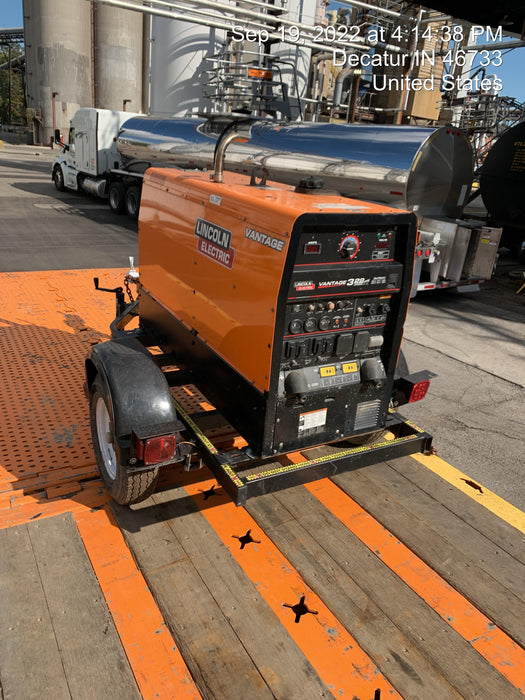 2021 Lincoln Electric Vantage 322 Vantage 322 Ready Pak 3 w/ Decals, ORANGE (includes trailer, cable rack, fender light kit) NO Telematics