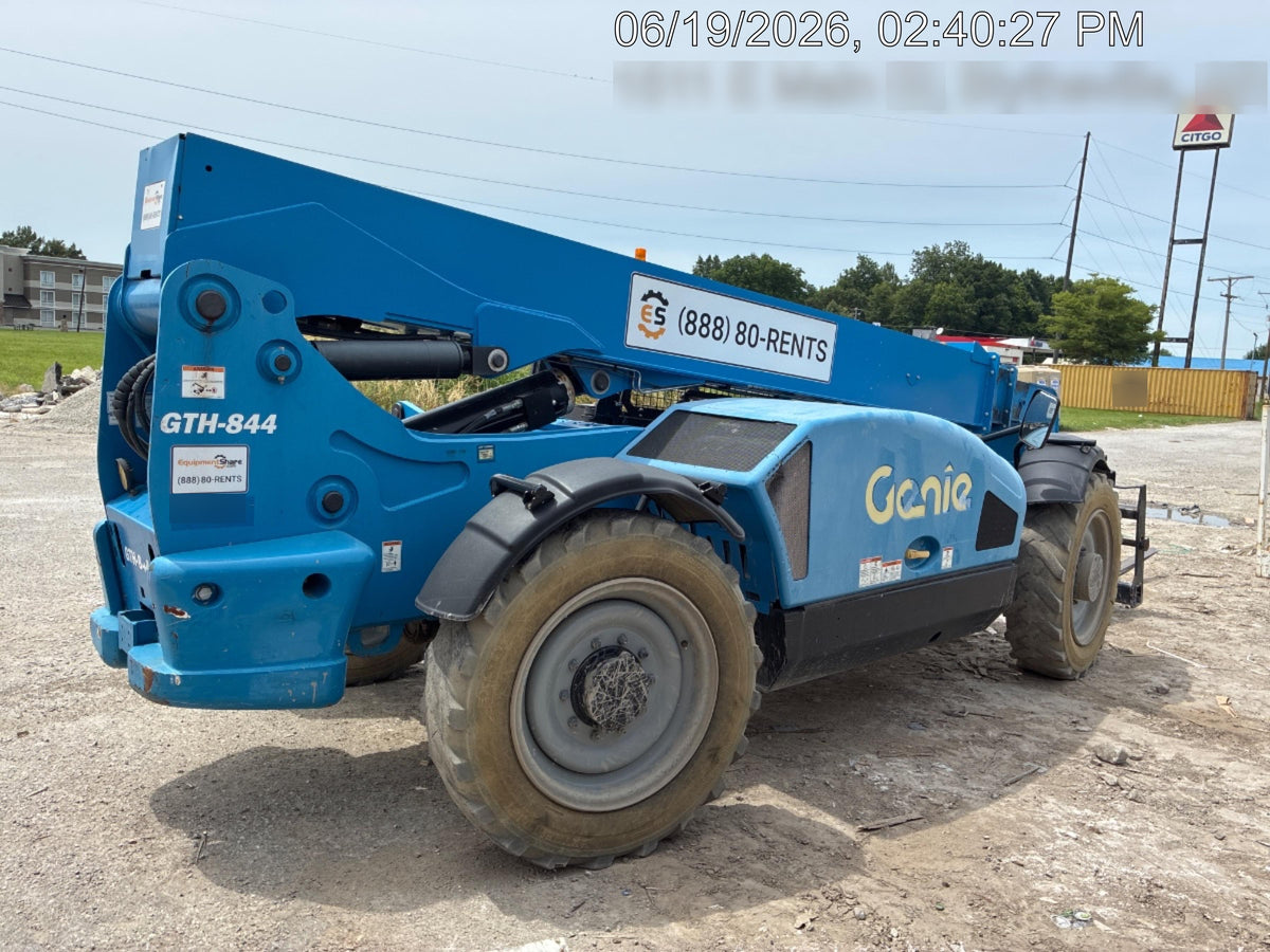 2019 Genie GTH-844 Canopy, Solid RT Tires, LED Work Lights, Beacon 60" QA Carriage, 48" Forks