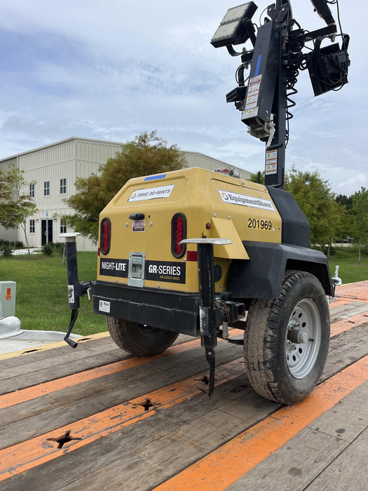 2022 Allmand NLV3GR (4) LED Light Fixture 350W, 23' Vertical Mast, 3kW Prime, Towable, Deep Sea L401, Leveling Jacks, Yanmar T4F 5.8hp